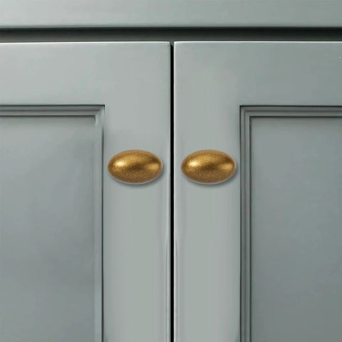 10 Pack Antique Brass Cabinet Knobs Made From High Quality Metal Solid Heavy Duty Oval Cupboard Drawer Hardware For Kitchen Cabinets