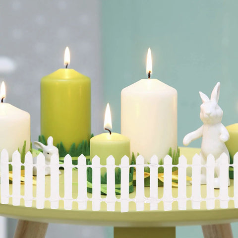 Miniature Fairy Garden Fence Set 40 Inch Long By 2 Inch Tall DIY Wood Picket Fence For Dollhouse White 2 Pack around candles