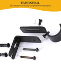 Heavy Duty Adjustable Curtain Rod Brackets Set of 2 in Black for 1 Inch Rods, screws and mounting accessories shown
