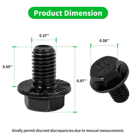 Torque Converter Bolts Six Pack for Chevy GM Transmissions 4L60E 4L65E 4L70E 4L80E 700R4 200-4R 3L80 4T60E 4T65E M10-1.5x16 Flange Bolts Replacement For Four Speed Overdrive dimensions shown