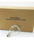 Box with 25 Watt Wax Warmer Bulb 120V E12 Base G50 for full size Scentsy wax warmer, featuring bulb and packaging.