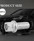 Heavy Duty M14x1.5 Wheel Studs 5 Pack Alloy Steel Lug Bolts With Killer Ball Seat dimensions shown next to a black SUV.