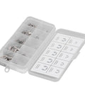 E Clip Kit 120Pcs 304 Stainless Steel Retaining Ring Set with storage box, compartments labeled with metric sizes M1.5 to M10.