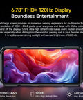 Kickass 5G Rugged Champ With Built-In Thermal Scanner And Sharp Night Vision Lens, Smooth 6.78 Inch FHD Plus Display showing 1080x2460 resolution and 120Hz refresh rate.