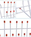 Detailed view of No Sweat Laboratory Beaker Drying Rack With 24 Position Test Tube Draining Holder in white plastic with red tips.