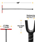 Long Reach 48 Inch Water Meter Key With Wide T Handle For Easy Valve Access U Shaped Head And Comfortable Vinyl Grip