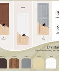 42 Inch By 84 Inch Sliding Barn Door Solid Spruce Slab Interior Door color options in brown, white, and blue with wood panel accents.