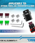 Badass 8 AWG Marine Fuse Holder With Waterproof Red Silicone Sheath And Solid Brass Terminals Includes Quick Install ATC Fuses kit with fuses and connectors.