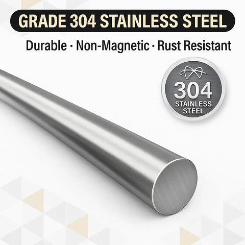 Sturdy 12mm Stainless Steel Round Bar Rod Grade 304 For DIY Projects 39 Inch Long Metal Rod shown with durability features