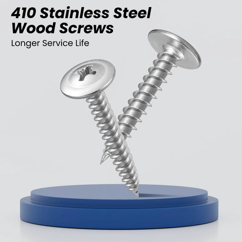 Wood Screw Set No 8 X 1 Inch Phillips Modified Truss Head Self Tapping Stainless Steel 410 For Woodworking And Home Repairs