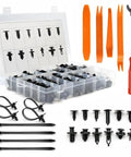 Heavy Duty Push Pin Trim Fasteners Compatible With Tesla Cybertruck Rock Solid Bumper Fender Grommets No Sweat Swap Nail On Clips Built Street Ready 240 Piece Assortment Kit 12 Sizes in storage case with tools.