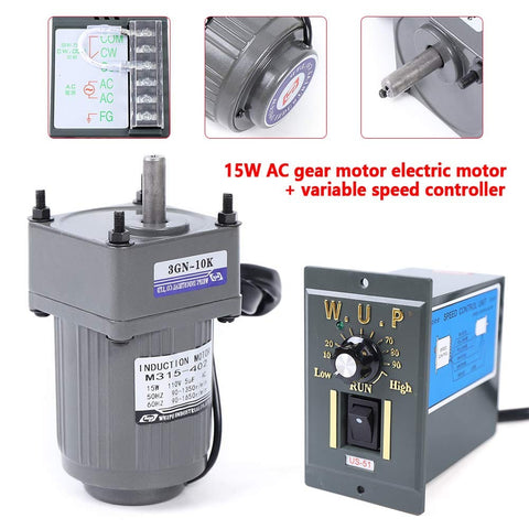 Built To Last Heavy Duty 15W 110V AC Single Phase Gear Motor With 125 RPM Variable Speed Controller 10K High Torque Gear Reducer