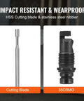 Image of Double Head Sheet Metal Nibbler Cutter Drill Attachment components with cutting blade and 35CRMO material description.