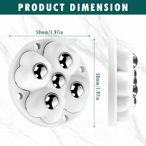 Eight Pack Self Adhesive Caster Wheels For Kitchen Appliances, 360 Degree Swivel Universal Rollers, Heavy Duty Stainless Bead And ABS Casters, White, Easy Glide For Medium Appliances And Storage Bins, product dimensions 50mm