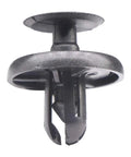 Close-up of a black retainer clip from 20 Pcs Engine Under Cover Push-Type Retainer Clips Replacement Kit For Toyota And Lexus Cars