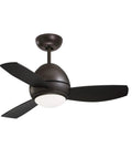 Curva LED Outdoor Ceiling Fan With Light Kit 44 Inch Modern Bronze Finish, 3-blade design, low profile downrod mount