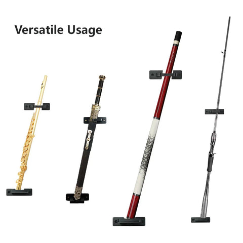 Vertical Katana Wall Mount Holder With Adjustable Tilt For Samurai Swords Bamboo Slanted Display showing versatile usage