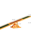 71 Inch Dog Agility Seesaw Pro Grade Solid Fir Wood Construction With Non Slip Surface And Adjustable Height For Small And Large Dogs Backyard Obstacle Course Natural Finish with measurements.