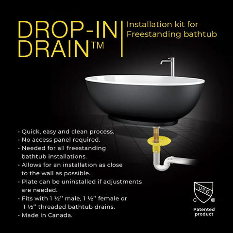 Freestanding Bathtub Drain Kit With Drop-In Style, DIY Ready, Leak-Proof Rough-In System, PVC Brass Pipes, Installation Features