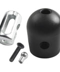 Beefy Rubber Stopper for Gym Pulley Cables 5mm or 6mm Diameter with Steel Core and Set Screws Replacement Part for Home and Commercial Cable Machines Black, shown with hardware