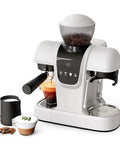 Top Shelf Daily Driver 20 Bar Espresso Machine With Built In Grinder and Power Steam Wand Dishing Out Killer Crema.