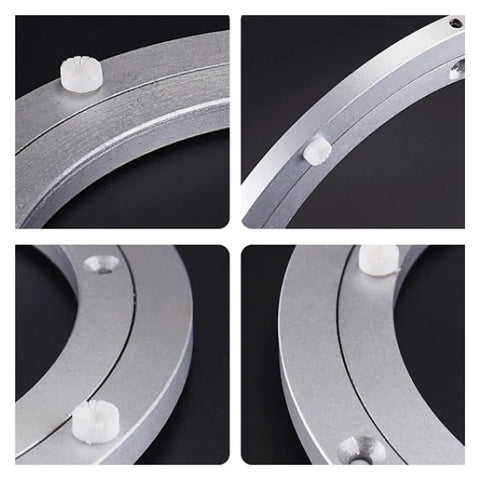 Close-up of Heavy Duty Aluminum Turntable Base Bearing With 360 Degree Rotating Ball For Kitchen And Dining Tables, 18 Inch Size