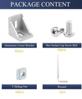 Legit 40x40 Aluminum Extrusion Hardware Kit featuring 20 corner brackets, 40 hex socket screws, 40 T slide nuts, and wrench.