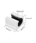 Four Pack SBR20UU Linear Bearing Blocks 20mm Open Slide Bearings For SBR20 Linear Motion Shafts Guides And Rails Ideal For 3D Printers CNC Routers Aluminum Silver - single unit with measurements