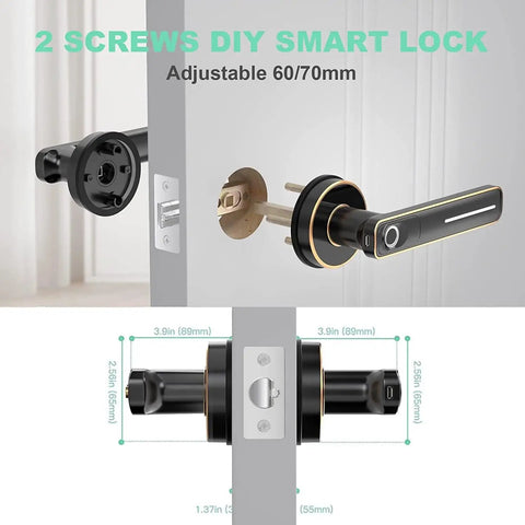 Smart Fingerprint Door Lock Biometric Keyless Entry With Handle, One Motion Unlock In Just 0.1 Seconds, No Wires Needed, Fits Standard Doors, Perfect For Homes, Apartments, Offices, And Hotels