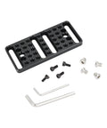 Super Solid Anodized Aluminum Cheese Plate Mounting Platform with screws and hex keys for versatile video rig setups.