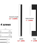 Diagram of 10 Pack 5 Inch Matte Black Cabinet Pulls Zinc Alloy Drawer Handles showing dimensions and 4 screws included