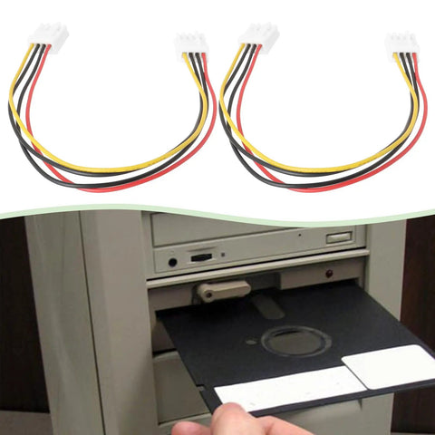 20cm 4 Pin To 4 Pin Floppy Drive Power Cable For 3.5 Inch Floppy And Gotek Drives Internal PC Power Lead For Tight Rigs Easy Install Durable 4 Pin To 4 Pin Adapter For Motherboard, shown with floppy drive install