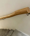 Adjustable Rustic Solid Wood Handrail Kit With Heavy Duty Brackets And Super Grip Finish Built Tough As Nails To Keep You Safe On Steps Or Lofts 350 Cm Indoor Wall Mount For Family Wellness And Cozy Spaces installed along a wall above stairs.