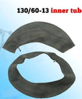 Top Tier Motorcycle And Electric Scooter Inner Tube 130 60 13 butyl rubber construction visible in a flat position.