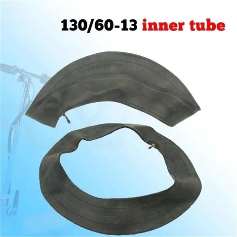 Top Tier Motorcycle And Electric Scooter Inner Tube 130 60 13 butyl rubber construction visible in a flat position.
