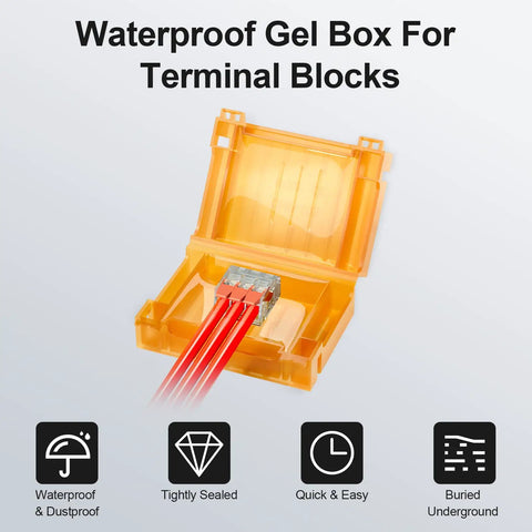Two Pack Underground Ready Waterproof Gel Boxes With PCT 413 Insulated Gel Filled Box for connectors in use
