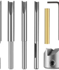 Seven Piece Pencil Trimmer Kit For Pen Turning Pro Grade Precision Cutter System With 7mm 8mm 3 Eighth Inch And 10mm Cutter Shafts Cutting Head Sleeve Adapter And Hex Wrench For Woodworking Pen Barrel Prep