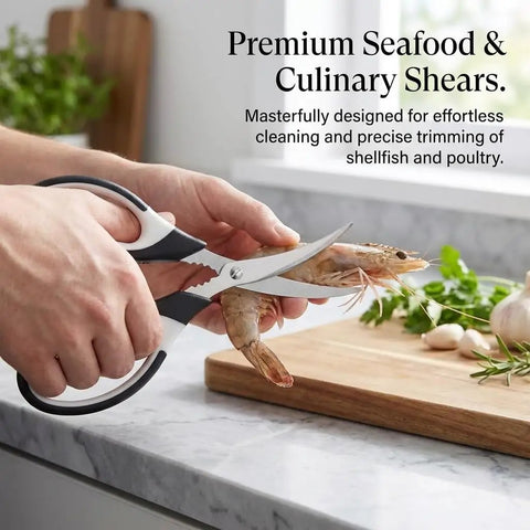 All Purpose Heavy Duty Stainless Steel Scissors 3 Pack Multipurpose Cooking Shears For Meat Fish Poultry Veggies Food Prep Ergonomic Non Slip Handle Dishwasher Safe Black, trimming shrimp