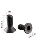 Heavy Duty M3x8mm 10.9 Grade Carbon Steel Countersunk Flat Head Hex Socket Allen Drive Screws showing detailed dimensions.