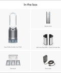 Box contents of Dope All In One Air Purifier Humidifier And Cooler For A Healthier Home Fully Sealed With HEPA H13 Filter.