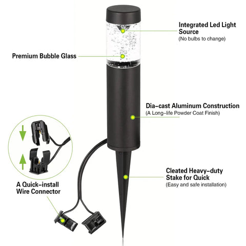 Smart LED Round Bollard Lights With App Control And Alexa Ready Low Voltage 12V 3W RGB Color Changing Outdoor Path Lights with wire connector and cleated stake