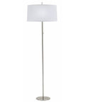 Richard Floor Lamp 68 Inch Tall With Brushed Steel Finish And White Designer Shade, Easy On Off Switch, frontal view