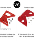 Comparison of Boss Grade Circle Center Finder Tool For Woodworking and Carpentry adjustable ruler with flat-head and tapered screws.