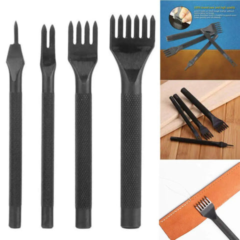 Leather Hole Punch Kit With 1 2 4 6 Prongs Beefed Up Heavy Duty Steel Punches For Thick Leather Round Holes DIY Diamond Stitching