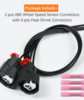 Abs Wheel Speed Sensor Connector Pigtail Wiring Harness Plug N Play with 4 heat shrink connectors, 12 inch 18 gauge wire