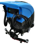 Back view of blue Commercial Floor Scrubber With 20 Inch Cleaning Path Dual Tank System 50L Fresh Water 40L Waste Water.