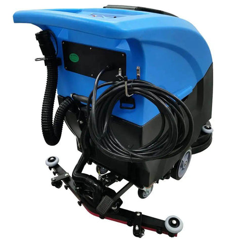 Back view of blue Commercial Floor Scrubber With 20 Inch Cleaning Path Dual Tank System 50L Fresh Water 40L Waste Water.