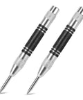 Two Pack Heavy Duty Automatic Center Punch, 5 Inch Premium Steel Spring Loaded Center Hole Marker Tool, black and chrome finish