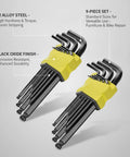Rock Solid S2 Alloy Steel Hex Key Set With 9 Piece L Shaped Allen Wrenches For Tough Furniture Assembly Bike Repair And Appliance Fixes Without Stripping Screws To Lock Down Your Toolkit, black oxide finish