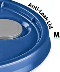 Pro Grade Synthetic Rotary Screw Compressor Lubricant 5 Gal Durable, Long Lasting Formula Made in USA for Heavy Duty Industrial Compressors Meets Industry Specs, Reduces Wear, Extends Life, Keeps Systems Cool Under Pressure for Peak Performance. blue anti-leak lid on 5 gal container